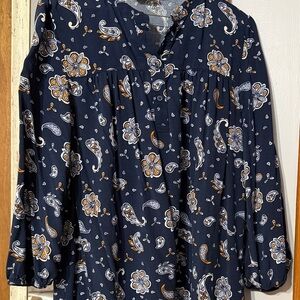 Loft Navy Paisley Print Women's Top